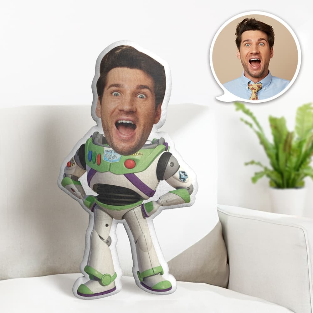Custom Face Pillow Personalized Photo Pillow Bass Lightyear MiniMe Pillow Gifts for Him - auphotoblanket