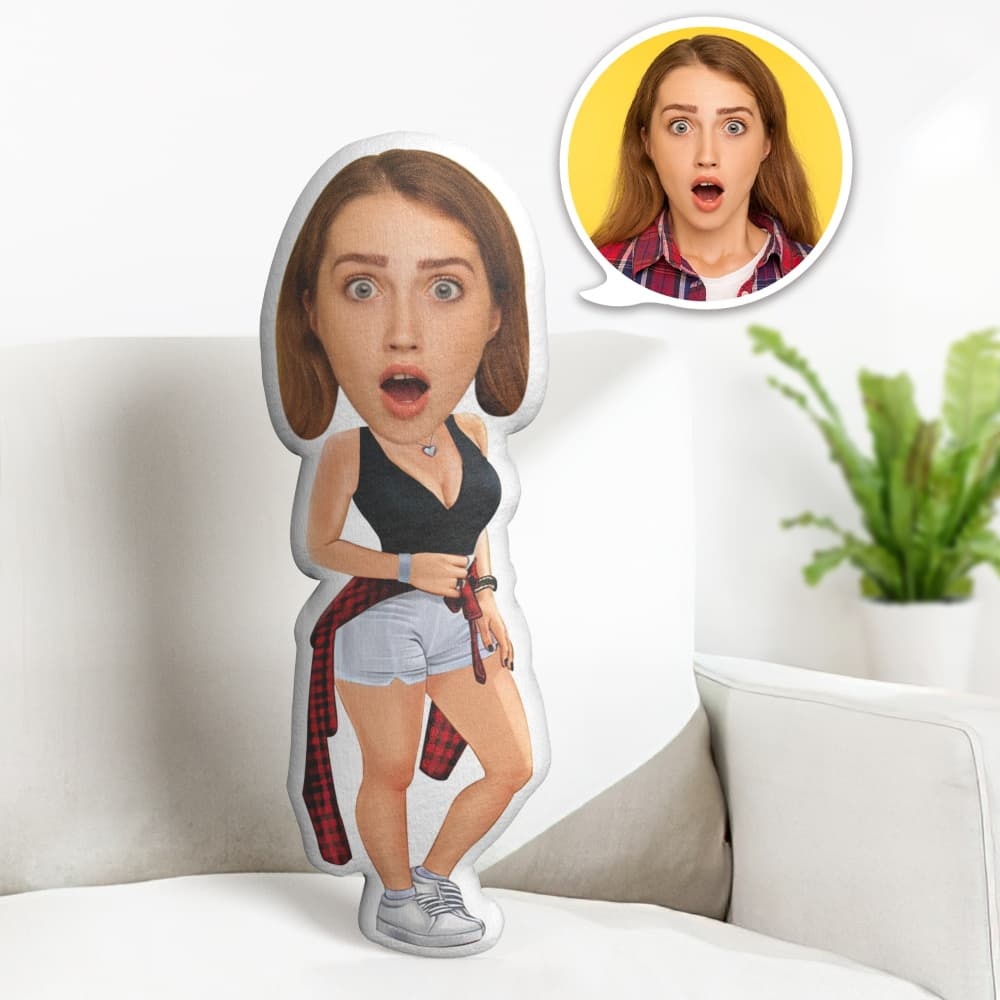 Custom Face Pillow Personalized Photo Pillow Sportswear Women MiniMe Pillow Gifts for Her - auphotoblanket