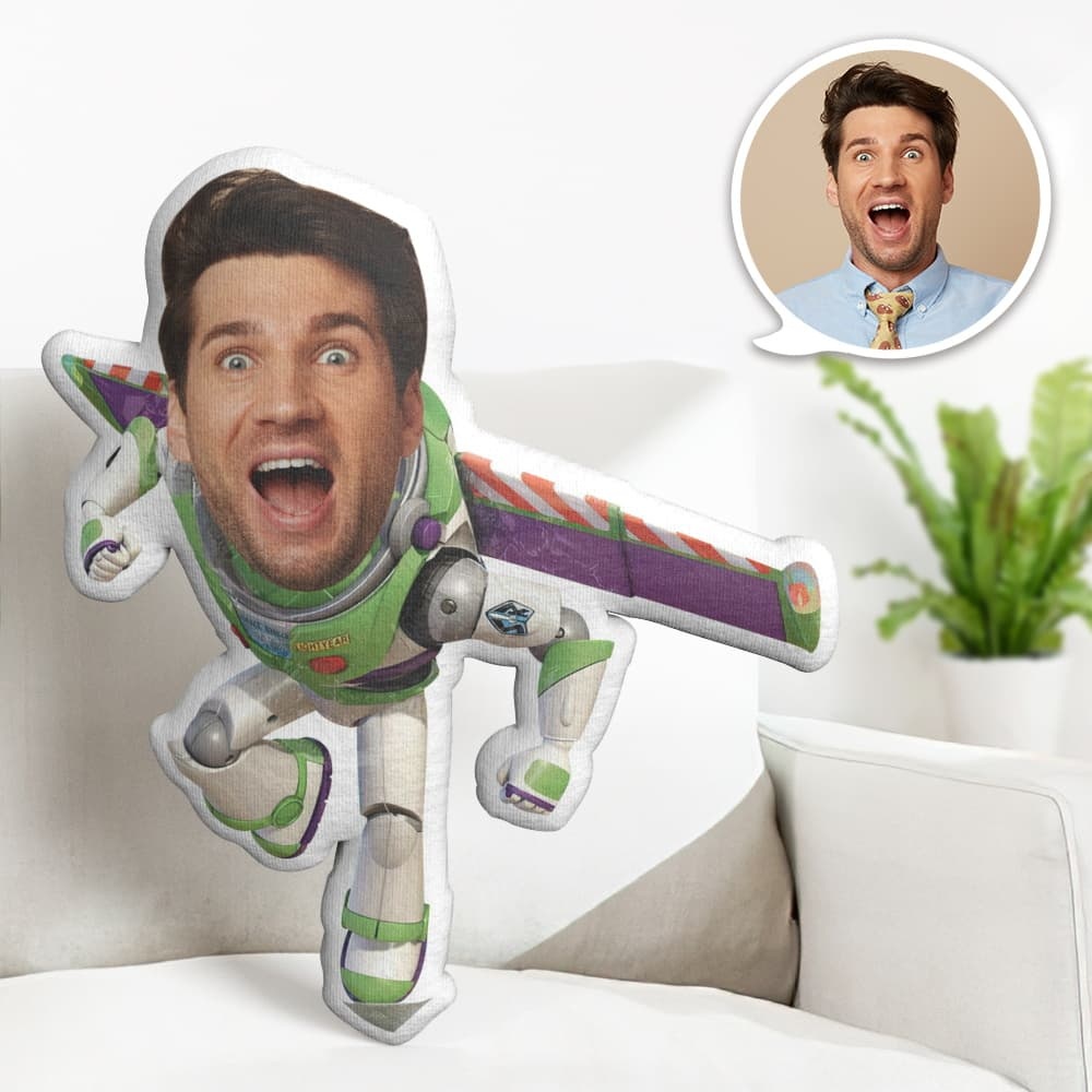 Custom Face Pillow Personalized Photo Pillow Running Bath Lightyear MiniMe Pillow Gifts for Him - auphotoblanket