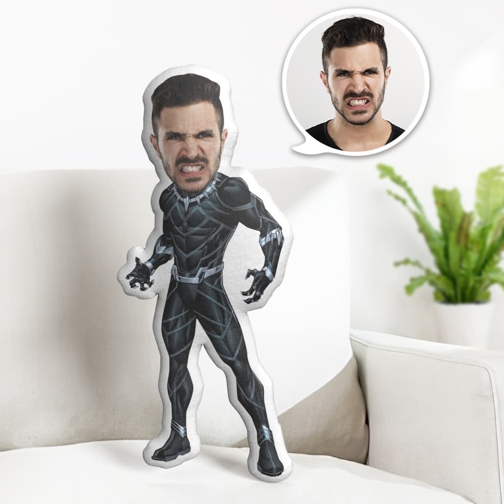 Custom Face Pillow Personalized Photo Pillow Muscle Panther MiniMe Pillow Gifts for Him - auphotoblanket