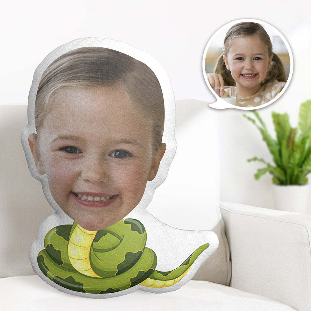 Custom Face Pillow Personalized Photo Pillow Rattlesnake MiniMe Pillow Gifts for Kids - auphotoblanket