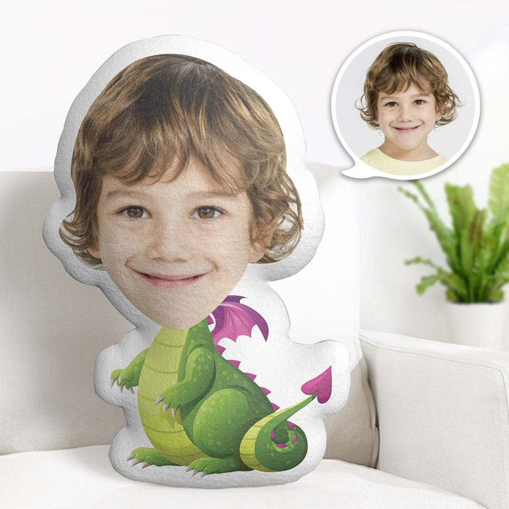 Custom Face Pillow Personalized Photo Pillow Purple Fat Pterosaur MiniMe Pillow Gifts for Kids - auphotoblanket