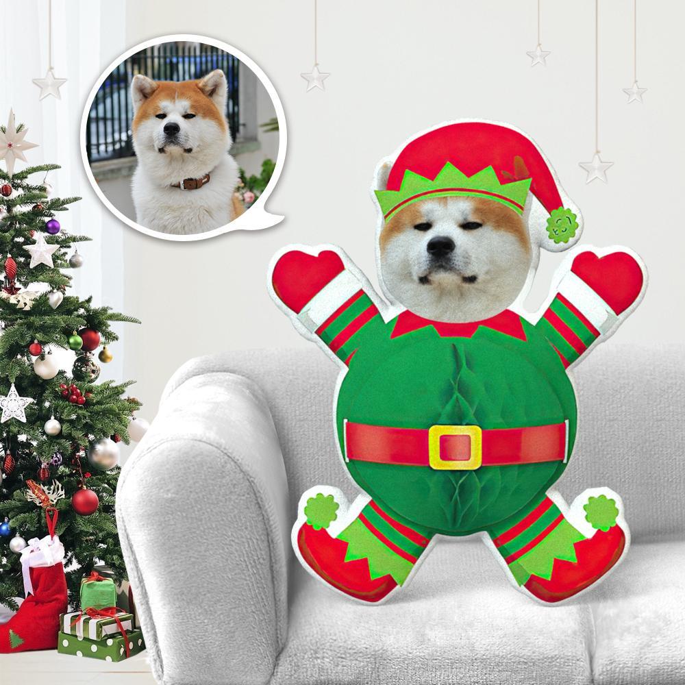 MiniMe Dog Costume Pillow Doll Dog Photo Pillow Dog Face Pillow Personalised Dog Pillow Custom Dog Pillow Dog Picture Pillow Green Christmas Costume