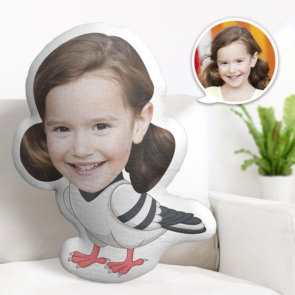 Custom Face Pillow Personalized Photo Pillow Carrier Pigeon MiniMe Pillow Gifts for Kids - auphotoblanket
