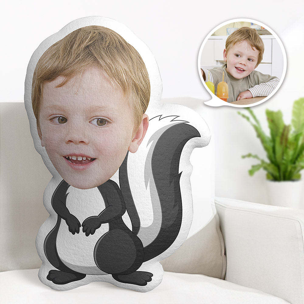 Custom Face Pillow Personalized Photo Pillow Black Squirrel MiniMe Pillow Gifts for Kids - auphotoblanket
