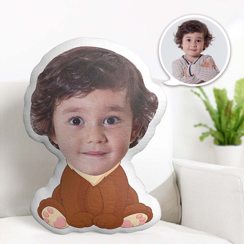Custom Face Pillow Personalized Photo Pillow Shy Lion MiniMe Pillow Gifts for Kids - auphotoblanket