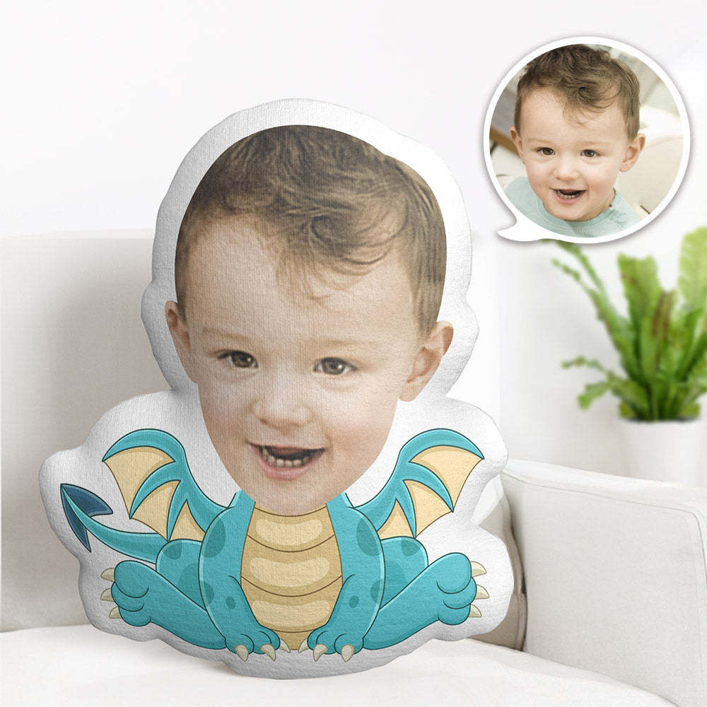 Custom Face Pillow Personalized Photo Pillow Sitting Pterosaur MiniMe Pillow Gifts for Kids - auphotoblanket