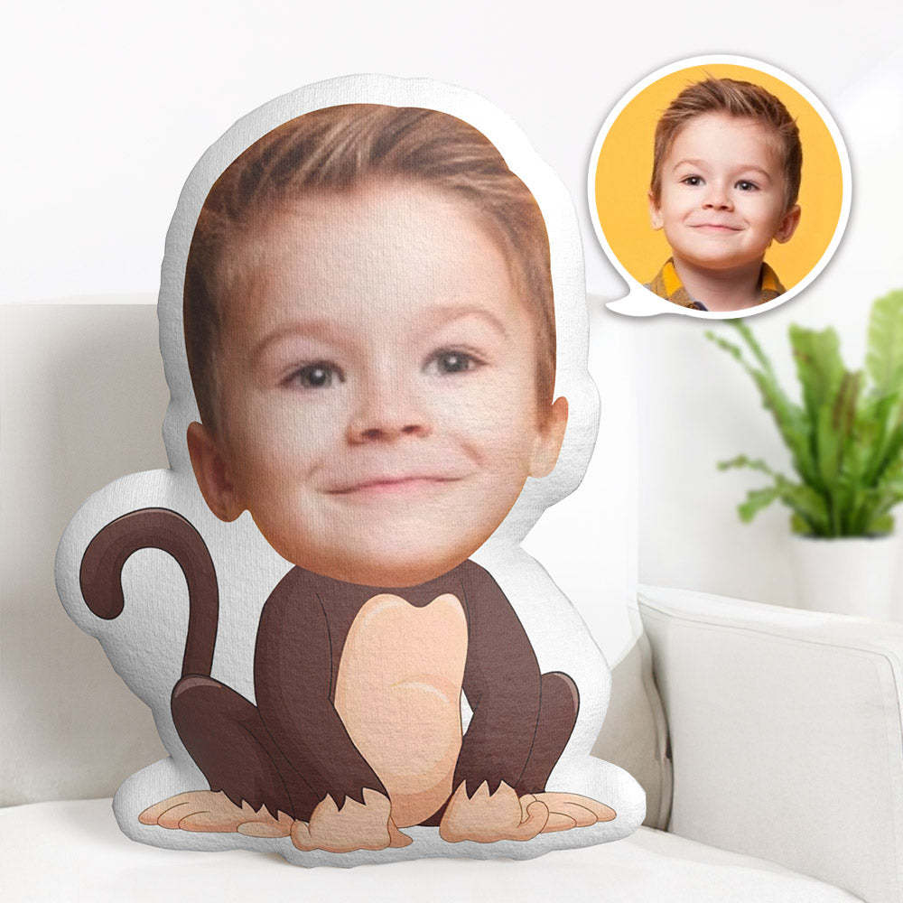 Custom Face Pillow Personalized Photo Pillow Crouching Ape MiniMe Pillow Gifts for Kids - auphotoblanket