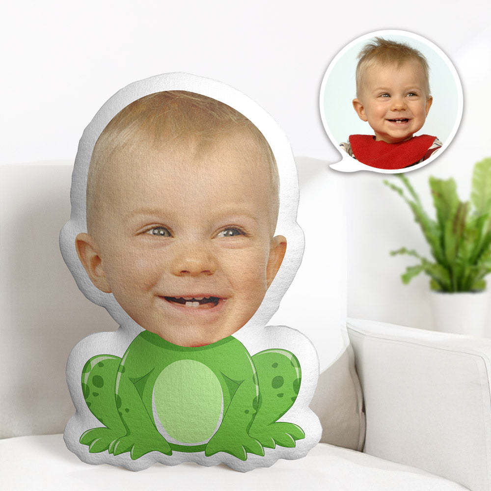 Custom Face Pillow Personalized Photo Pillow Frog MiniMe Pillow Gifts for Kids - auphotoblanket
