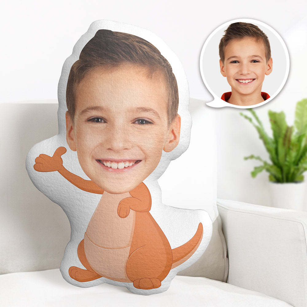 Custom Face Pillow Personalized Photo Pillow Hello Orange Dinosaur MiniMe Pillow Gifts for Kids - auphotoblanket