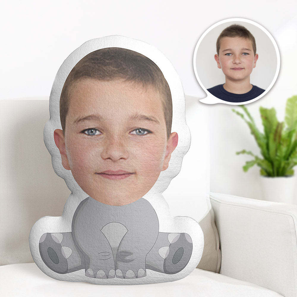 Custom Face Pillow Personalized Photo Pillow Sitting Elephant MiniMe Pillow Gifts for Kids - auphotoblanket