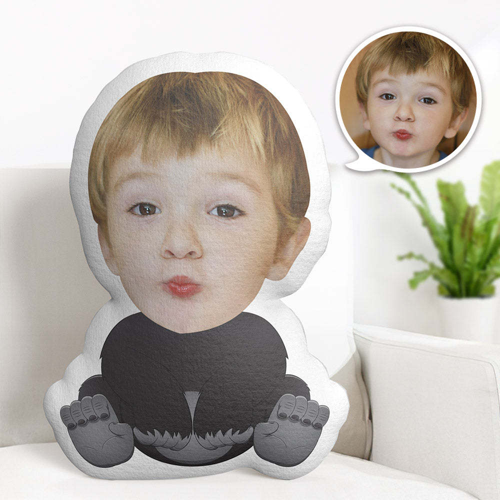 Custom Face Pillow Personalized Photo Pillow Sitting Chimpanzee MiniMe Pillow Gifts for Kids - auphotoblanket