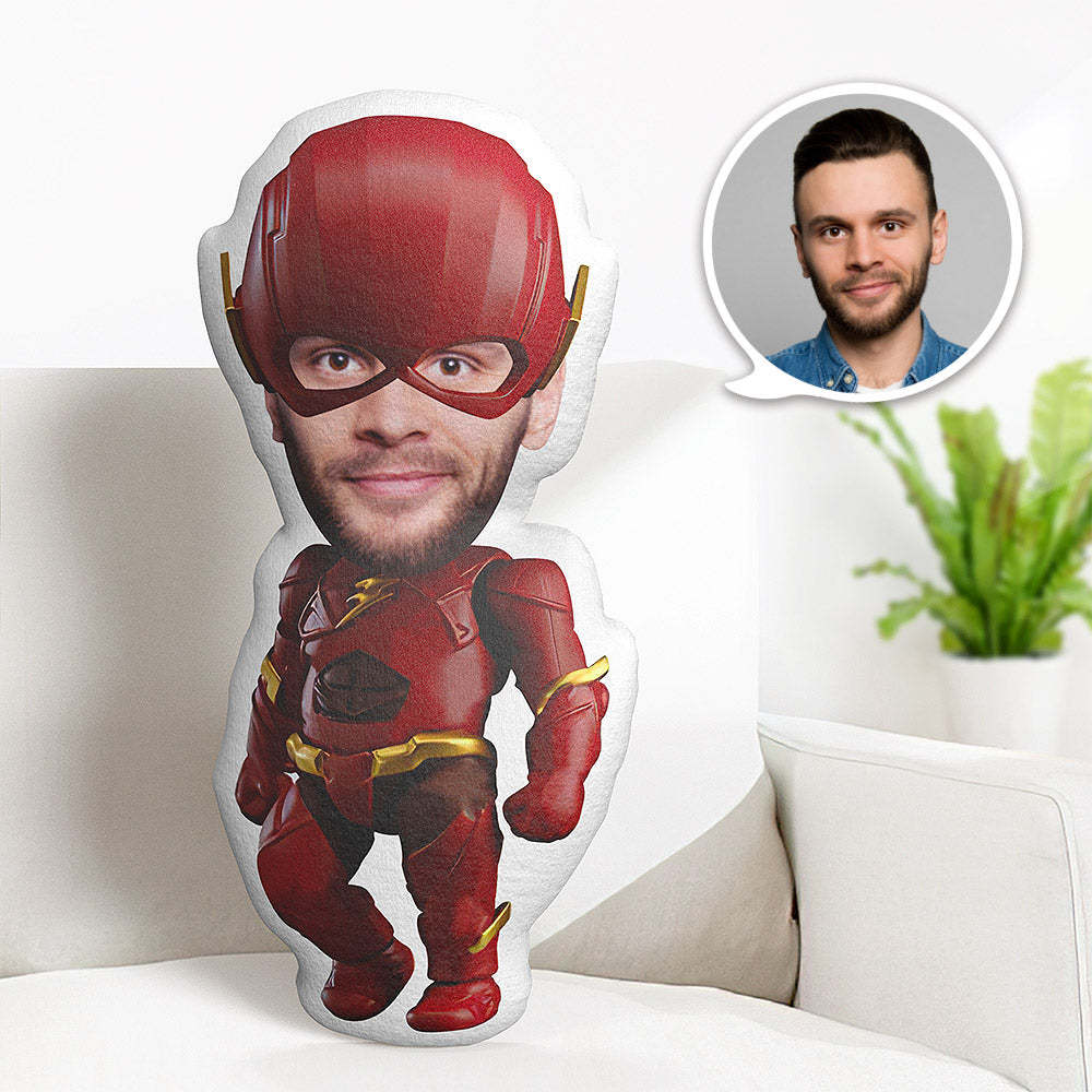 Custom Face Pillow Personalized Photo Pillow The Flash MiniMe Pillow Gifts for Him - auphotoblanket