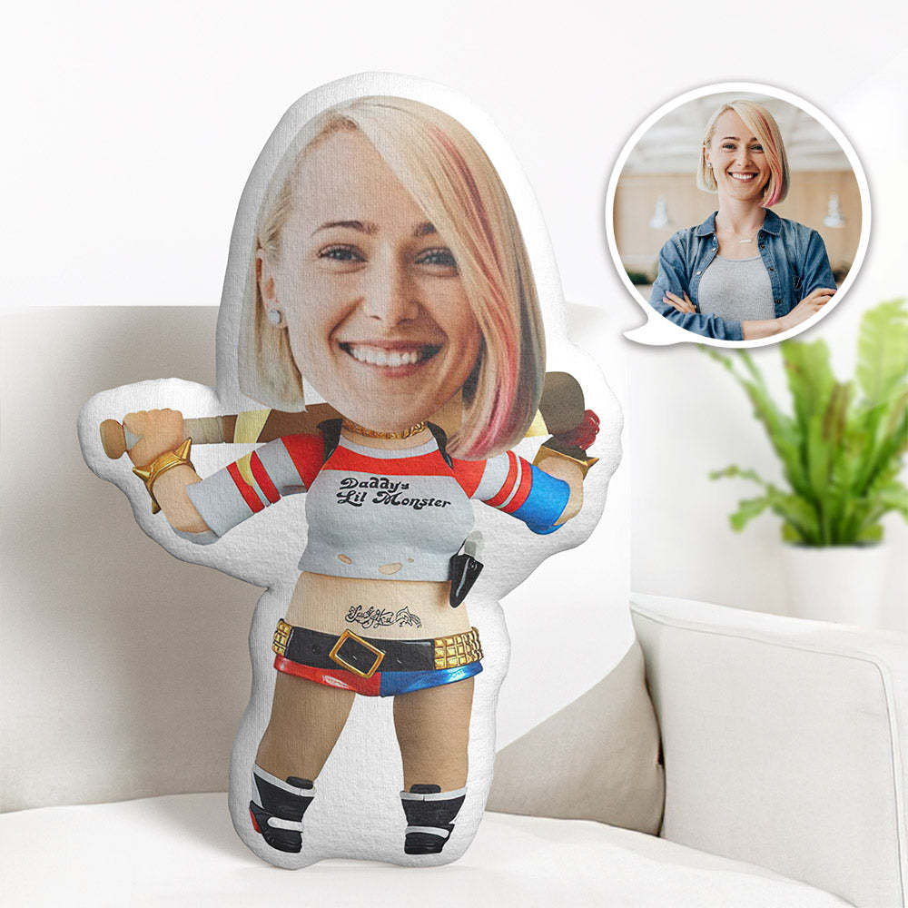 Custom Face Pillow Personalized Photo Pillow Harley Quinn MiniMe Pillow Gifts for Kids - auphotoblanket