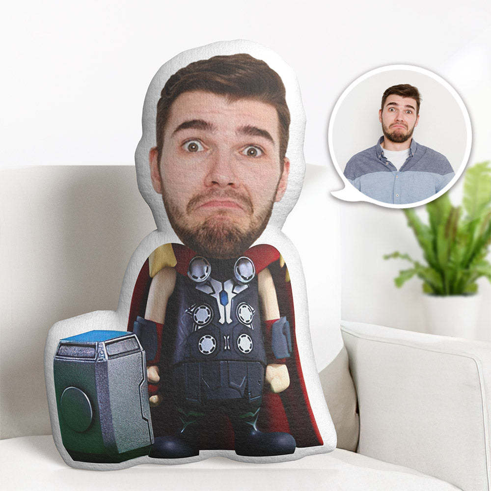 Custom Face Pillow Personalized Photo Pillow Standing Thor MiniMe Pillow Gifts for Him - auphotoblanket