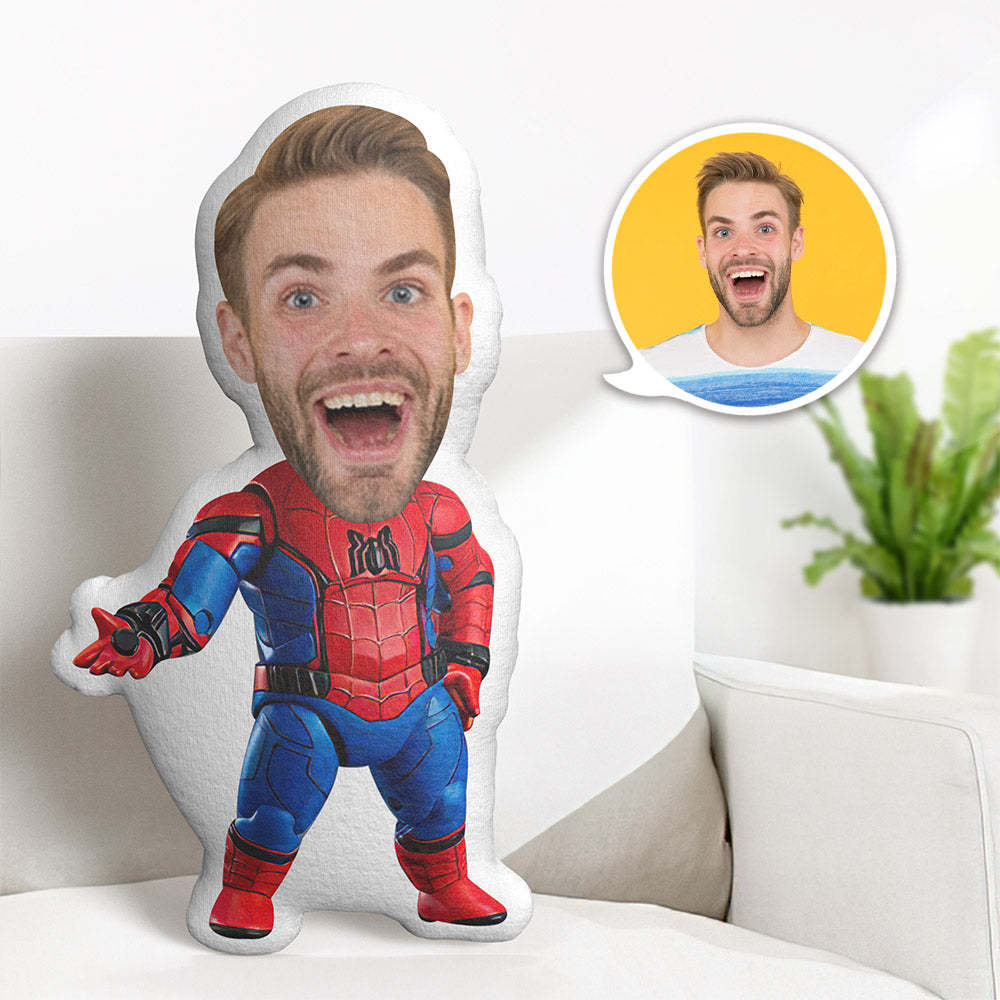 Custom Face Pillow Personalized Photo Pillow Reach Out Spider-Man MiniMe Pillow Gifts for Him - auphotoblanket