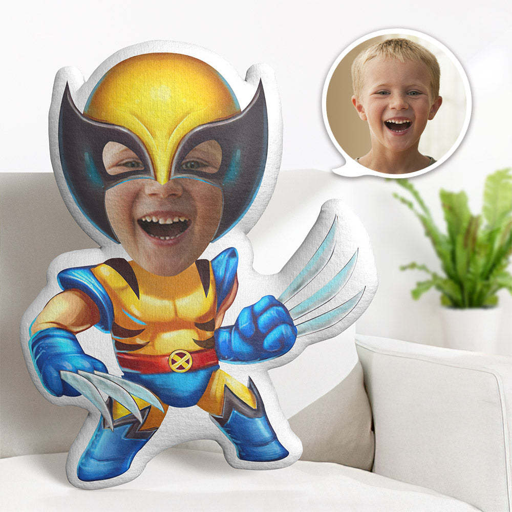 Custom Face Pillow Personalized Photo Pillow Wolverine MiniMe Pillow Gifts for Kids - auphotoblanket