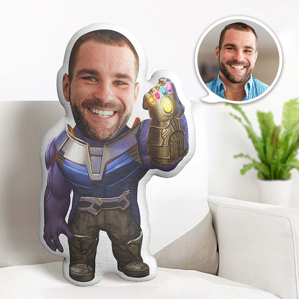 Custom Face Pillow Personalized Photo Pillow Thanos Wear Gloves MiniMe Pillow Gifts for Him - auphotoblanket