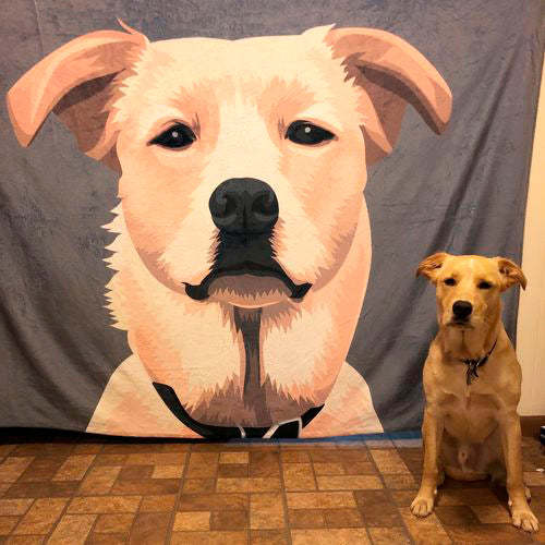 Custom Dog Blankets Personalised Pet Photo Blankets Painted Art Portrait Fleece Blanket