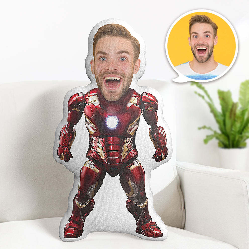 Custom Body Pillow Iron Man Personalized Face Throw Pillow Best Gift for Him - auphotoblanket