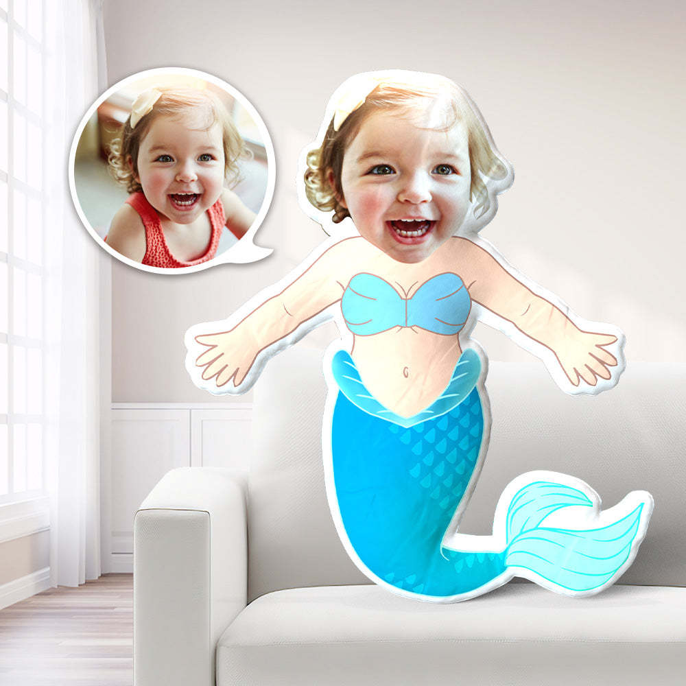 Face Pillow Mermaid Photo Pillow Custom For Girl - Unique Gift of 3D Photo Pillow