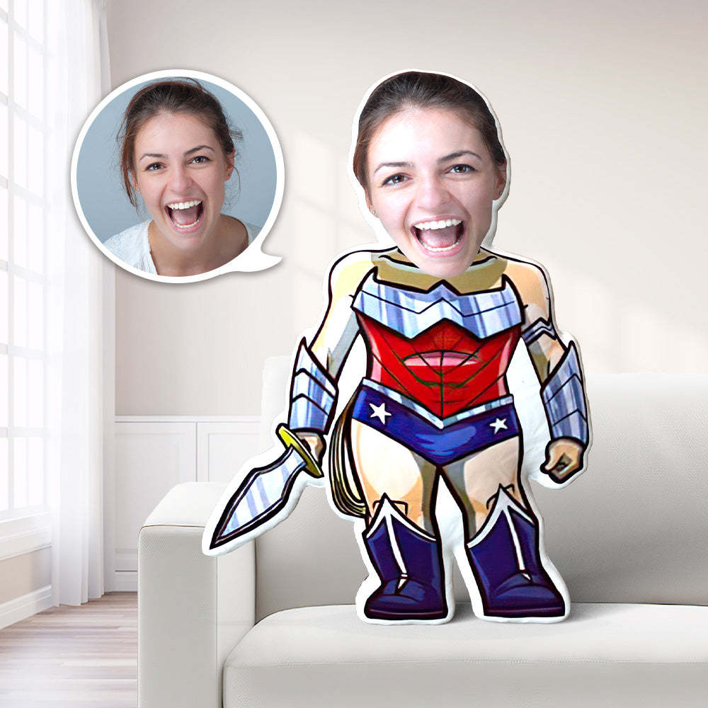 Heroic Woman Photo Pillow Personalised Face Pillow For Your Friend Unique Costume Pillow Doll