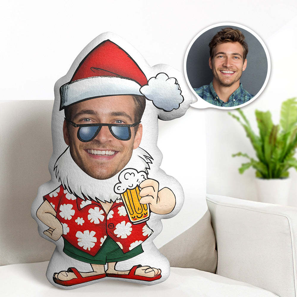 Body Pillow My Face Pillow Custom Dolls Santa Claus Drinks Beer Photo Pillow Minime Pillow Custom Pillow Gift - auphotoblanket