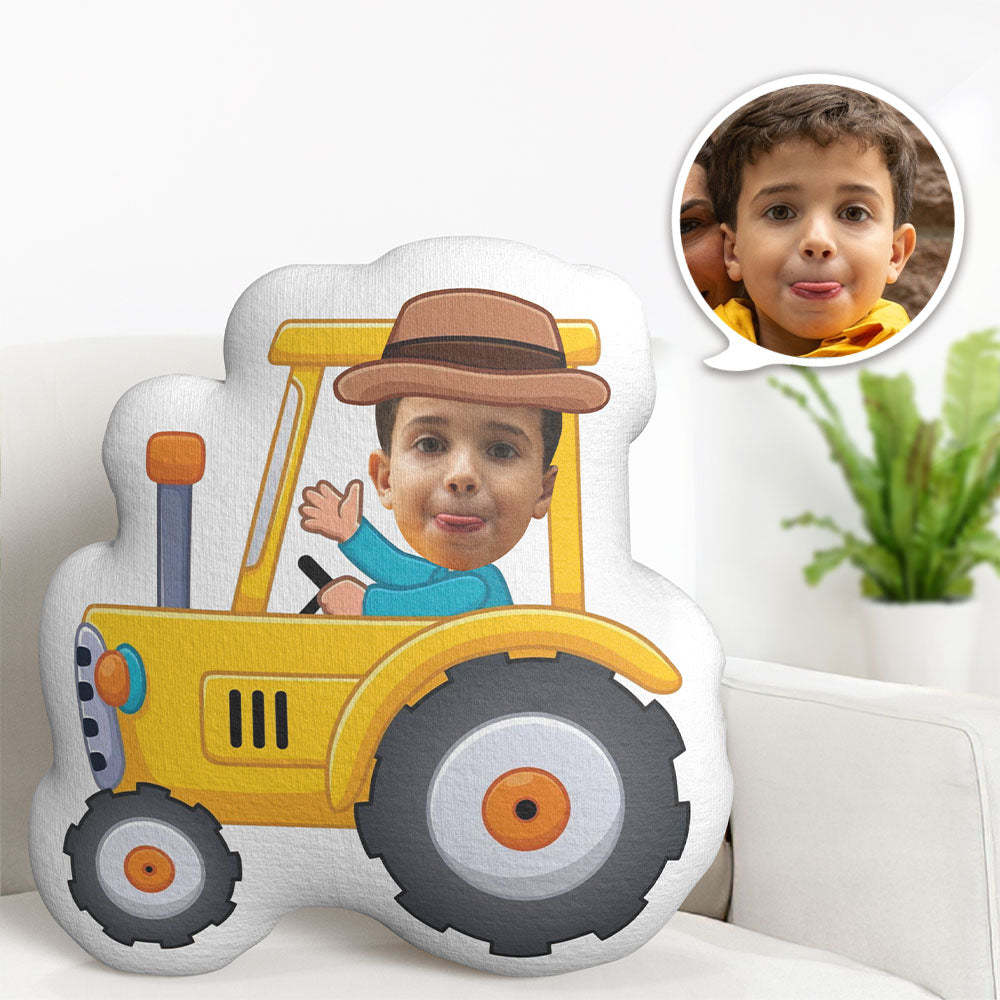 Custom Face Photo Pillow Tractor Driver My Face Doll Pillow MiniMe Personalized Pillow Gifts for Kid - auphotoblanket