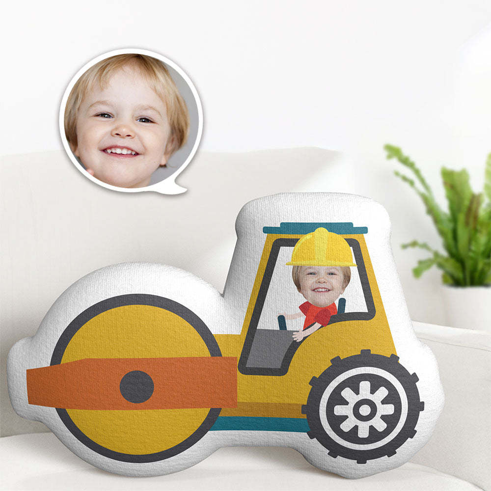 Custom Face Pillow Roller Truck Driver Personalized Photo Doll MiniMe Pillow Gifts for Boy - auphotoblanket