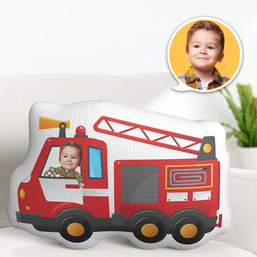 Personalized Face Pillow Fire Truck Driver Custom Photo Doll MiniMe Pillow Gifts for Kids - auphotoblanket