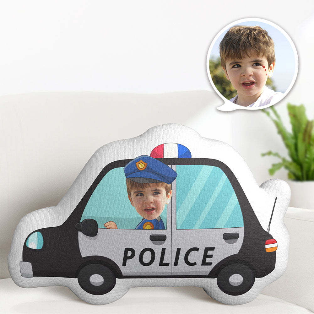 Personalized Face Pillow Police Car Driver Custom Photo Doll MiniMe Pillow Gifts for Kids - auphotoblanket