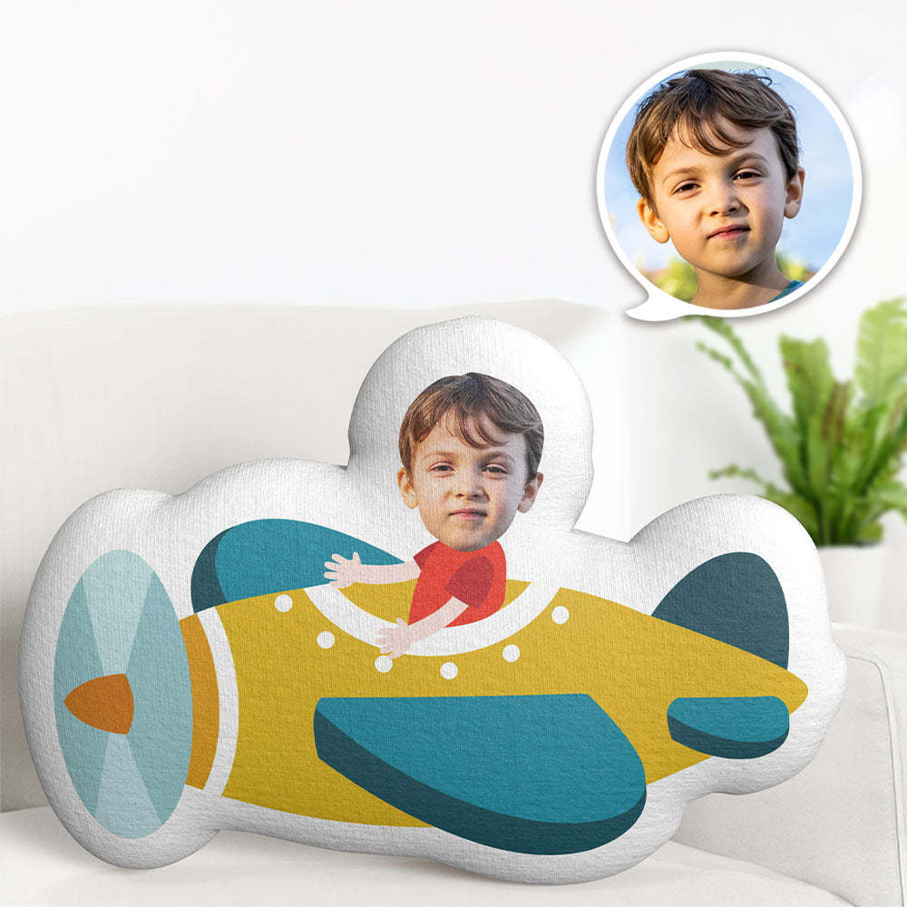 Custom Face Pillow Aircraft Personalized Photo Doll MiniMe Pillow Gifts for Kids - auphotoblanket