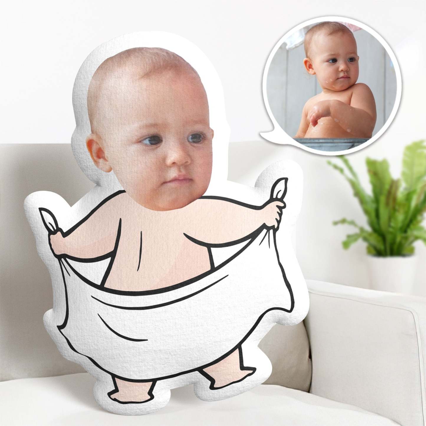 Personalized Face Minime Pillow Custom Baby Bath Time Pillow Gifts - auphotoblanket
