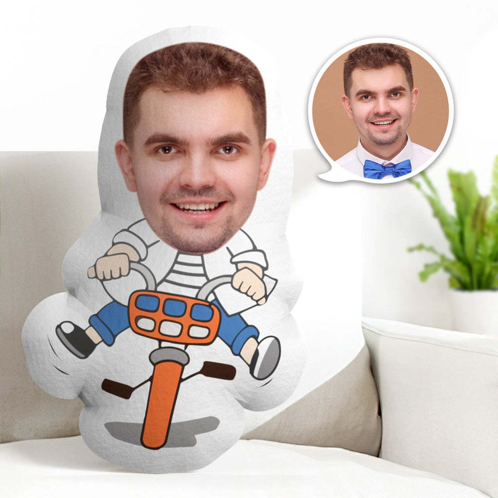 Personalized Face Minime Pillow Custom Bicyclists Pillow Gifts Custom Photo Face Pillow, Bicyclists Face Pillow, Body Pillow Personalized Doll - auphotoblanket