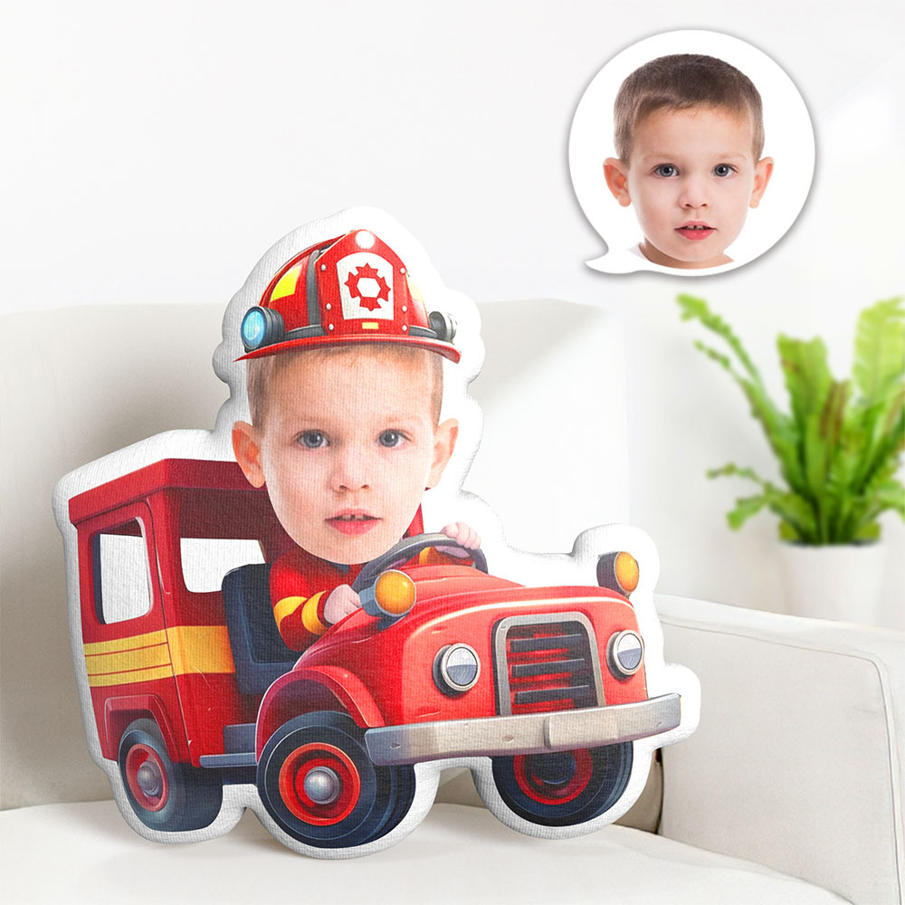 Custom Face Pillow Fire Truck MiniMe Pillow Face Picture Pillow Doll Face Body Pillow Gifts For Kids - auphotoblanket