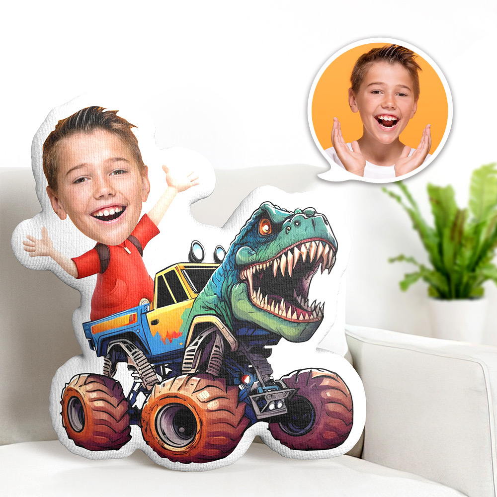 Custom Minime Pillow Cool Truck Racer Face Pillow Personalized Dinosaur Pillow - auphotoblanket