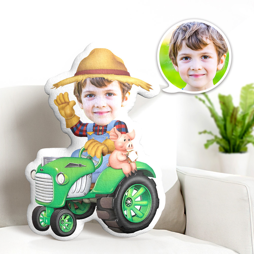 Custom Minime Pillow Farmer Car Truck Face Pillow Face Body Pillow Personalized Doll - auphotoblanket
