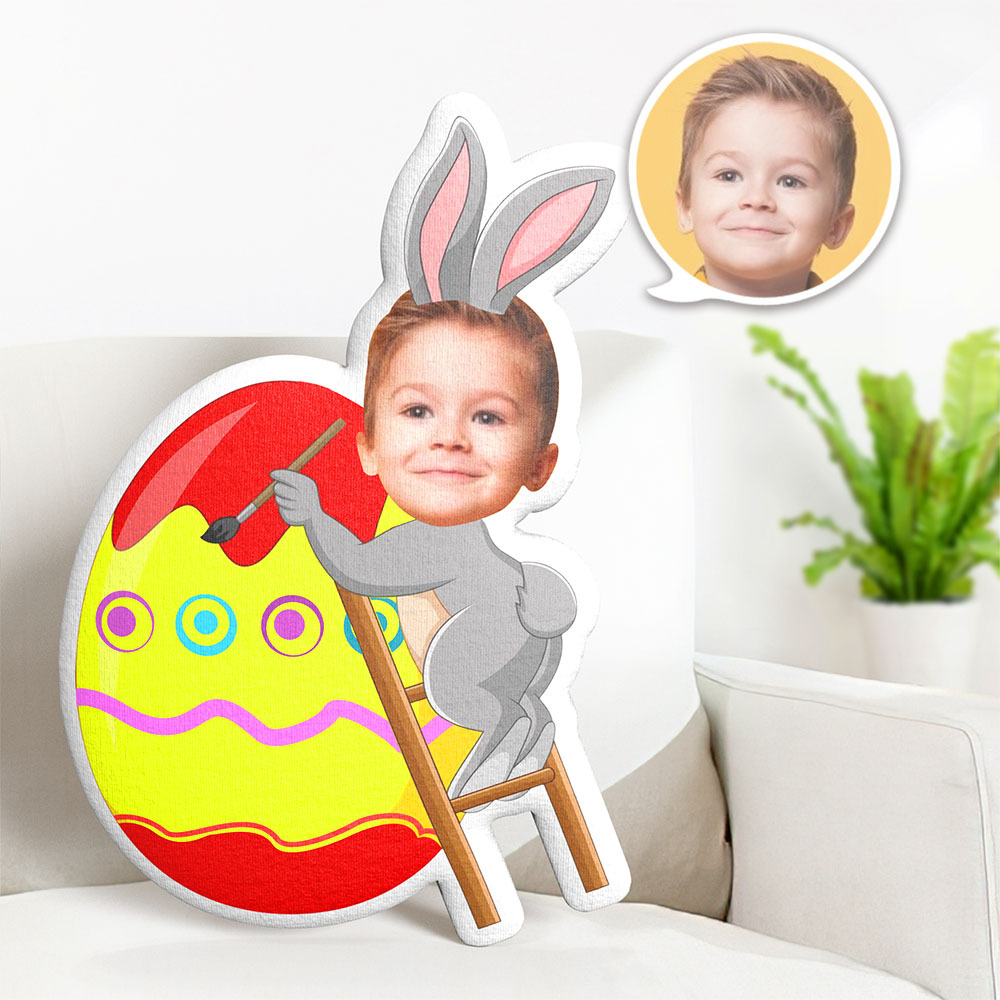 Custom Face Pillow Easter Egg Rabbit MiniMe Pillow Easter's Day Gift For Baby - auphotoblanket