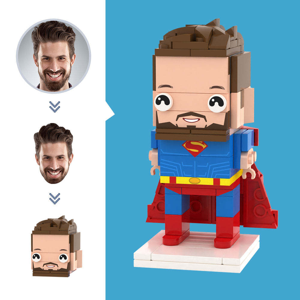 Father's Day Gifts Customized Head Superman Figures Small Particle Block Toy Customizable Brick Art Gifts Puzzle - auphotoblanket