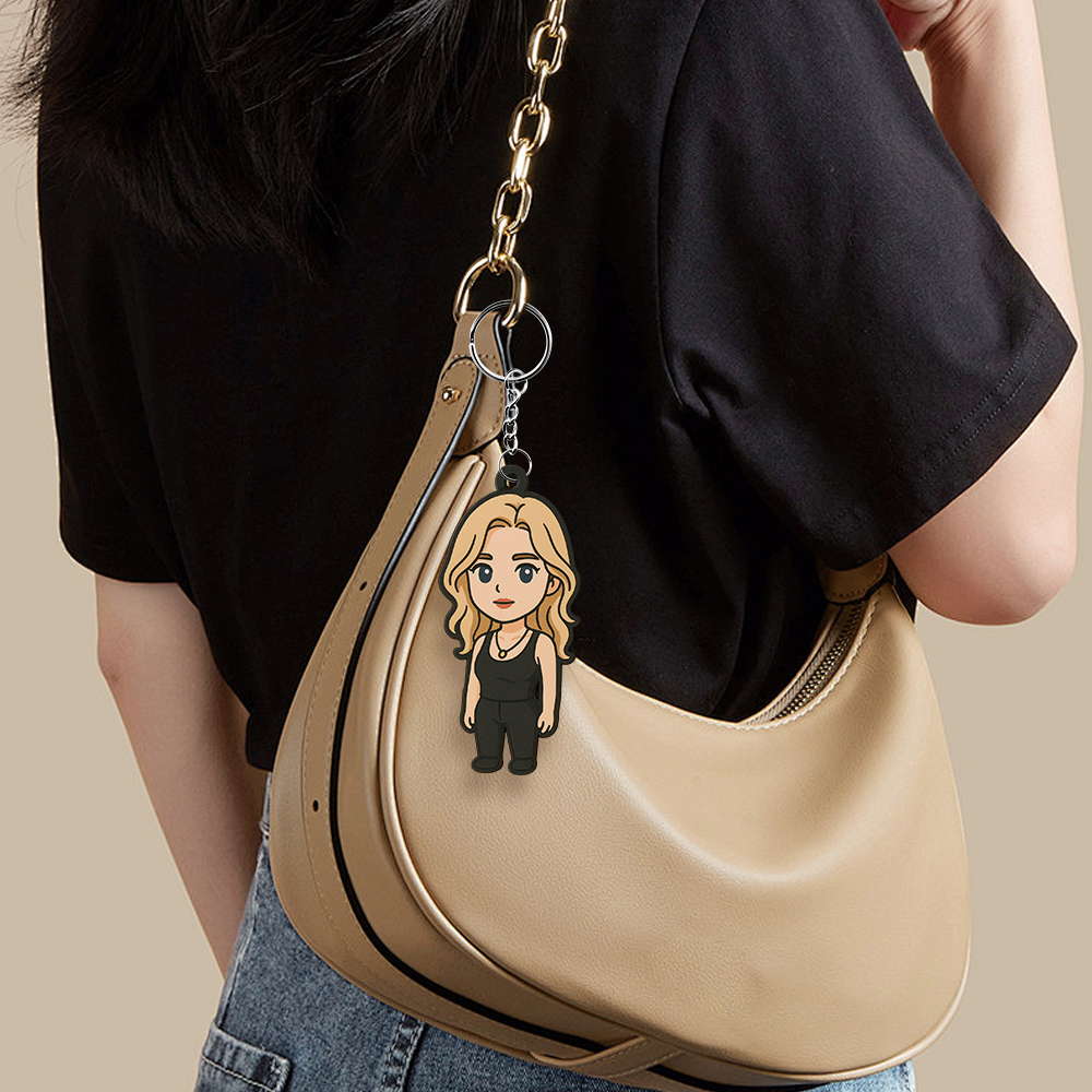 Custom Cartoon Keychain Photo Bag Charm Personalized from Your Photo Unique Keepsake Gift for Pet Lovers - auphotoblanket