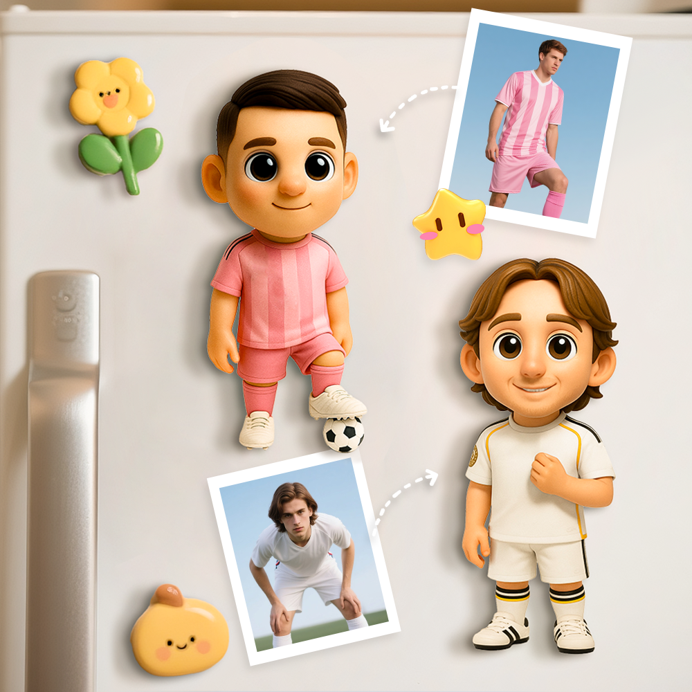 Custom 3D Cartoon Fridge Magnet from Photo Personalized Mini Character Magnetic Gift Unique Decoration for Him or Her - auphotoblanket
