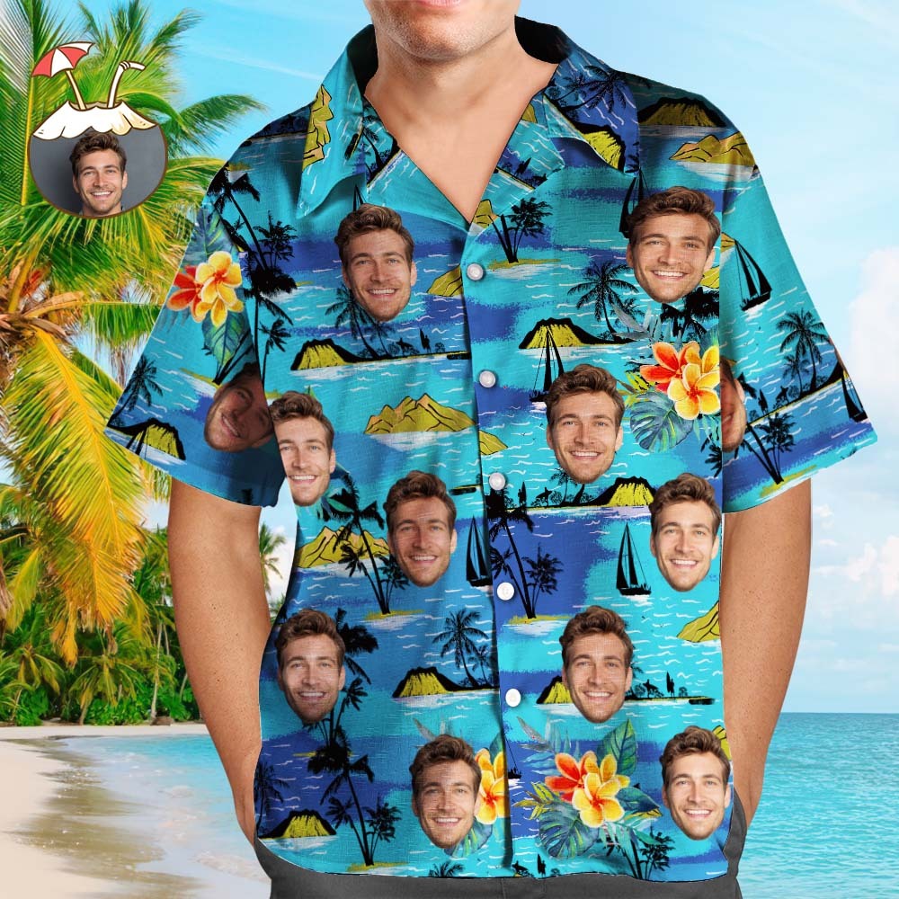 Custom Hawaiian Shirts Mountains Personalized Aloha Beach Shirt For Men - auphotoblanket