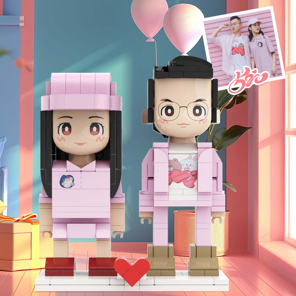 Creative Couple Gifts: Customized Double Duddu Brick Figures Photo Duddu Brick Figures Romantic Expressions, Realizing The Appearance Of Love Surprise Duddu Brick Figures Gifts - auphotoblanket