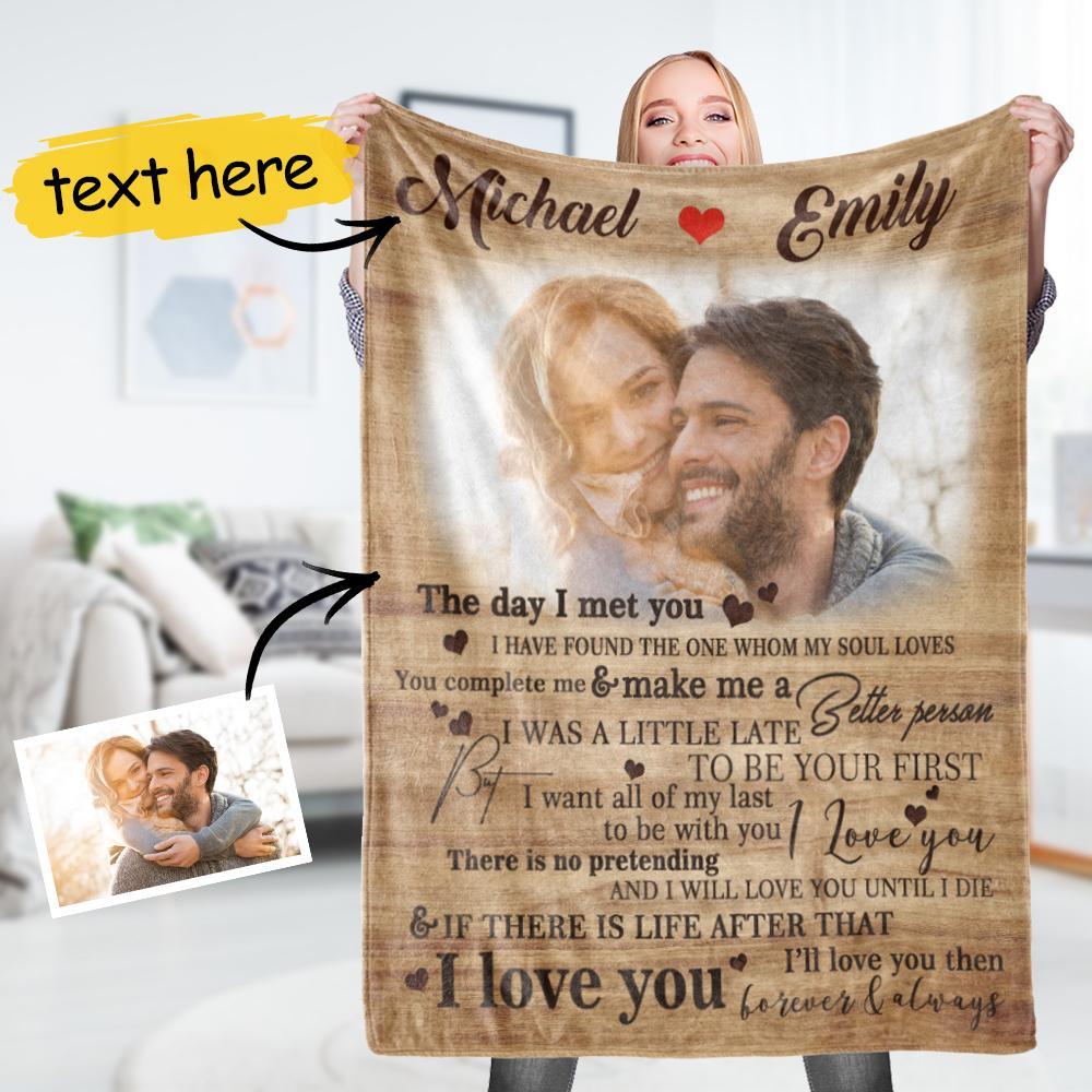 Anniversary Gift Custom Photo Blanket Wall Decor With Couple Name