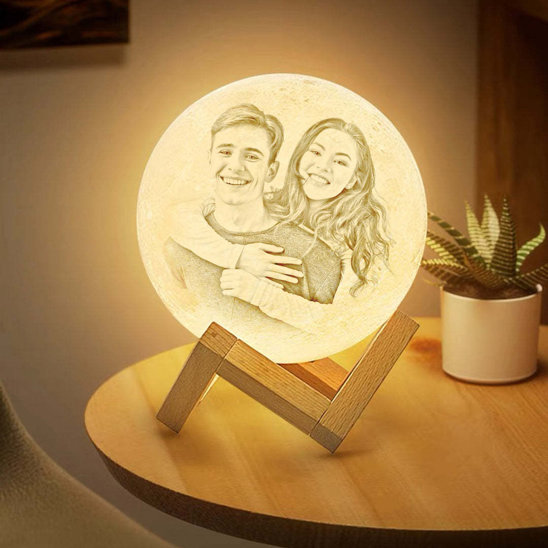 Custom 3D Moon Lamp Personalised Photo With Your Text - Gifts For Her - auphotoblanket