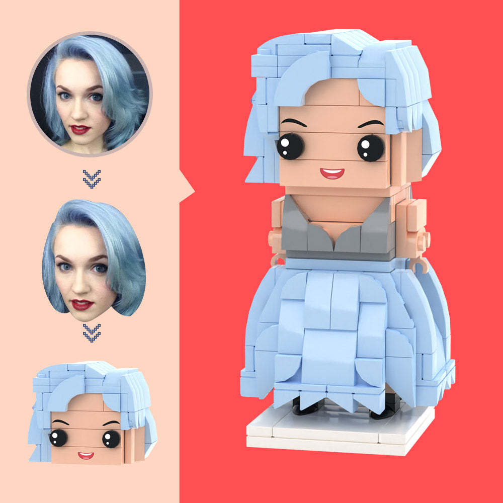 Customized Head Princess Elsa Figures Small Particle Block Toy Customizable Brick Art Gifts - auphotoblanket