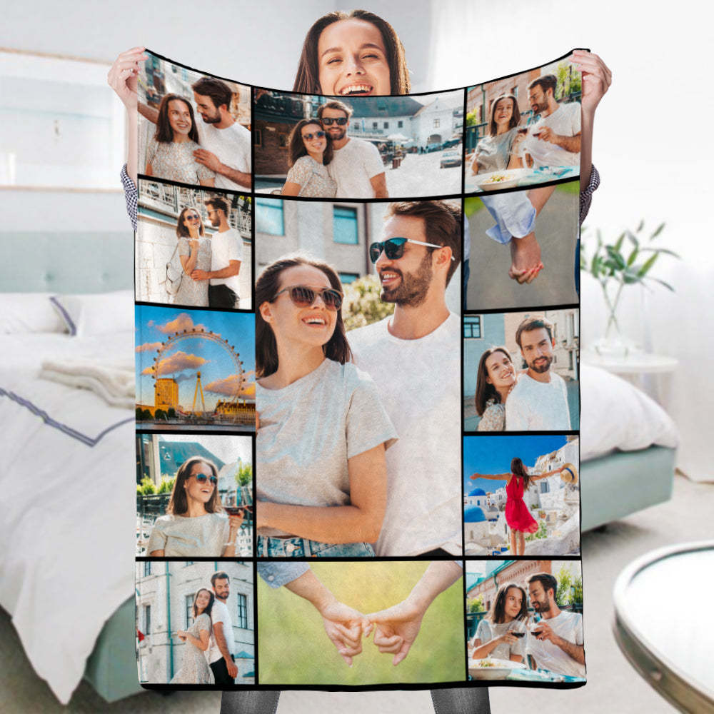 Custom Photo Blanket Personalized Collage Photo Blanket Photo Album Blanket - auphotoblanket