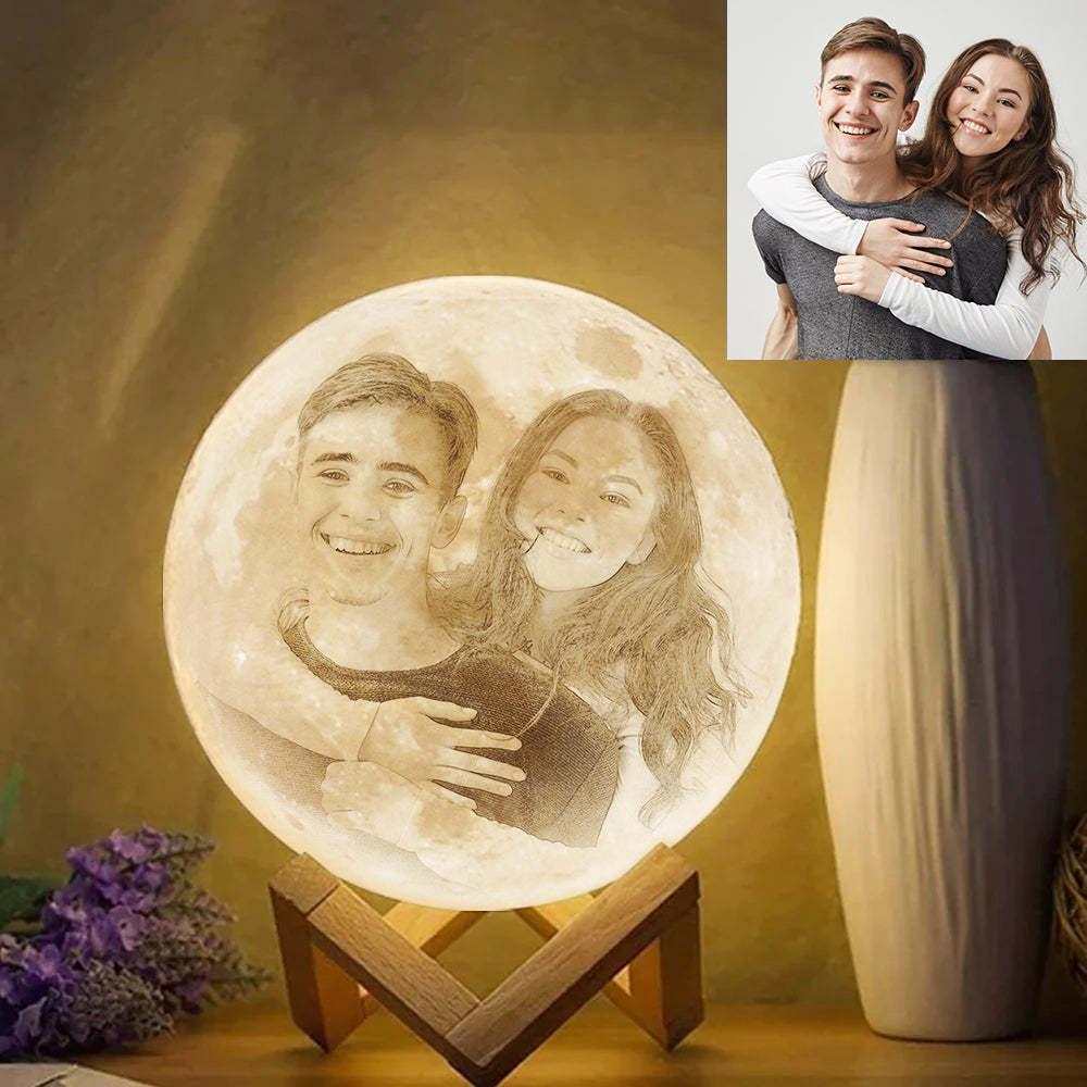 Moon Photo Lamp Shades Personalized Picture Light & Engraving Custom 3D Print Luna Light Painting Light for Lover - auphotoblanket