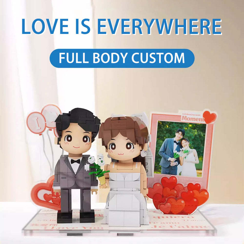 Couple Photo Duddu Brick Figures Gifts Customized photo Scene-themed  Universal Interlocking Plastic Toy Gift For Couples Merry X-mas Gifts - auphotoblanket