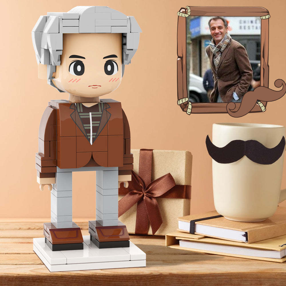 Full Body Duddu Brick Figures Customizable 1 Person Custom Brick Figures Small Particle Block Toy Brick Me Figures For My Classic Old Man On Father's Day - auphotoblanket